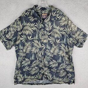 Woolrich Camp Shirt Mens Palm Leaf Print Hawaiian Short Sleeve Button Up